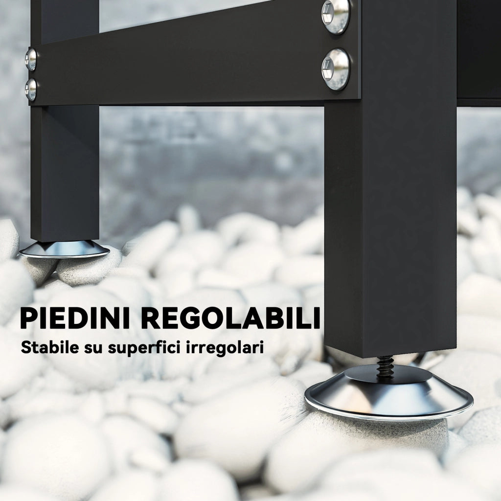 Legnaia da Giardino Impermeabile ¨C Xylo ¨C Acciaio Nero 235x31x116cm
