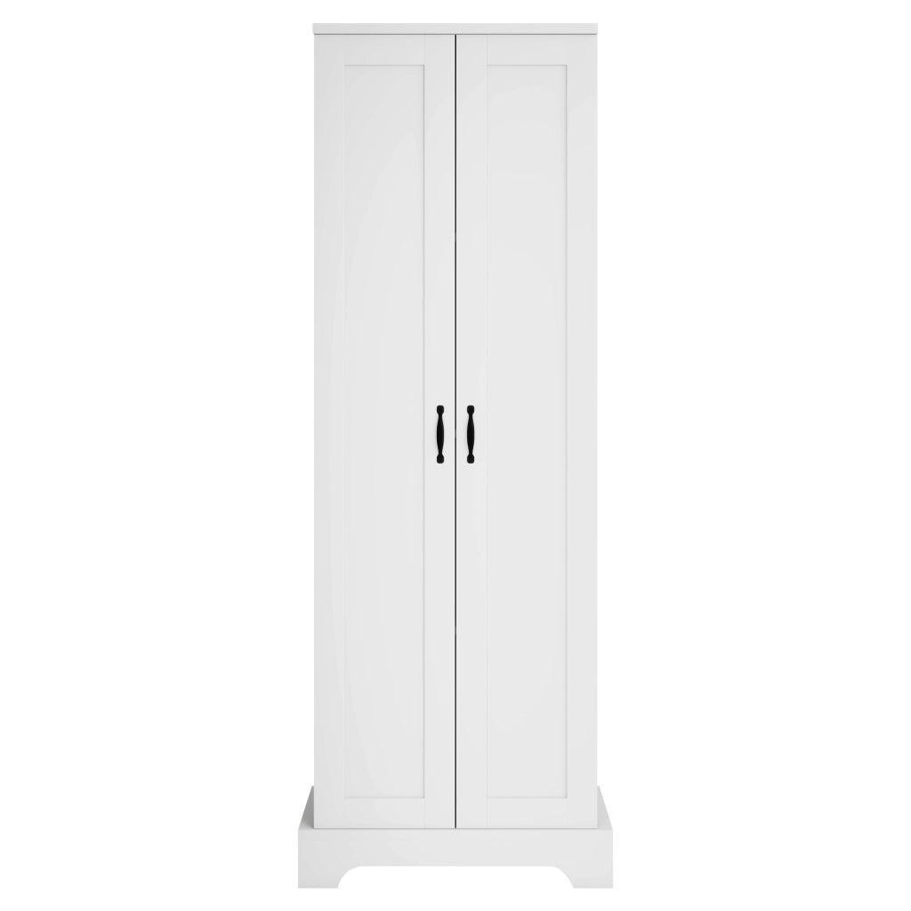 Mobile da bagno, mobile alto, design a doppia anta, ripiani regolabili, bianco