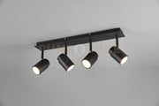 ANGELO H2O BARRA 4 SPOTS ORIENTABILI NERO IP44 L.52CM  4 LUCI ATTACCO GU10