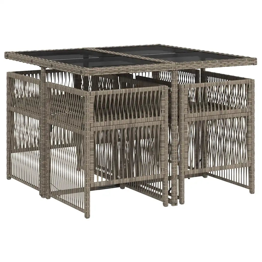Set da Pranzo da Giardino 5 pz | Set Salotto da Giardino con Cuscini in Polyrattan Grigio
