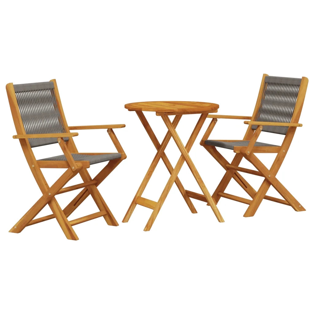 Set da Bistrot 3pz Grigio in Polipropilene e Legno Massello 3281794