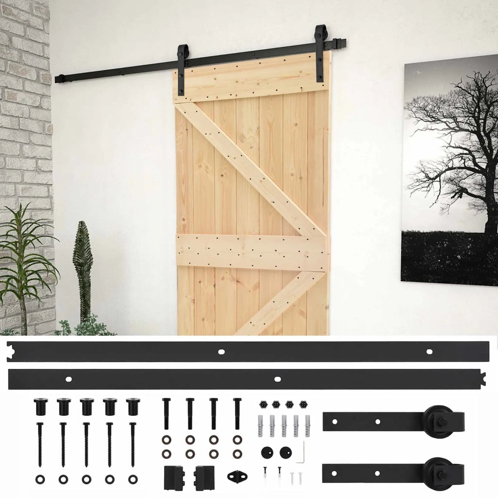 Porta scorrevole Naturale e Nero 80 x 210 cm 3444856