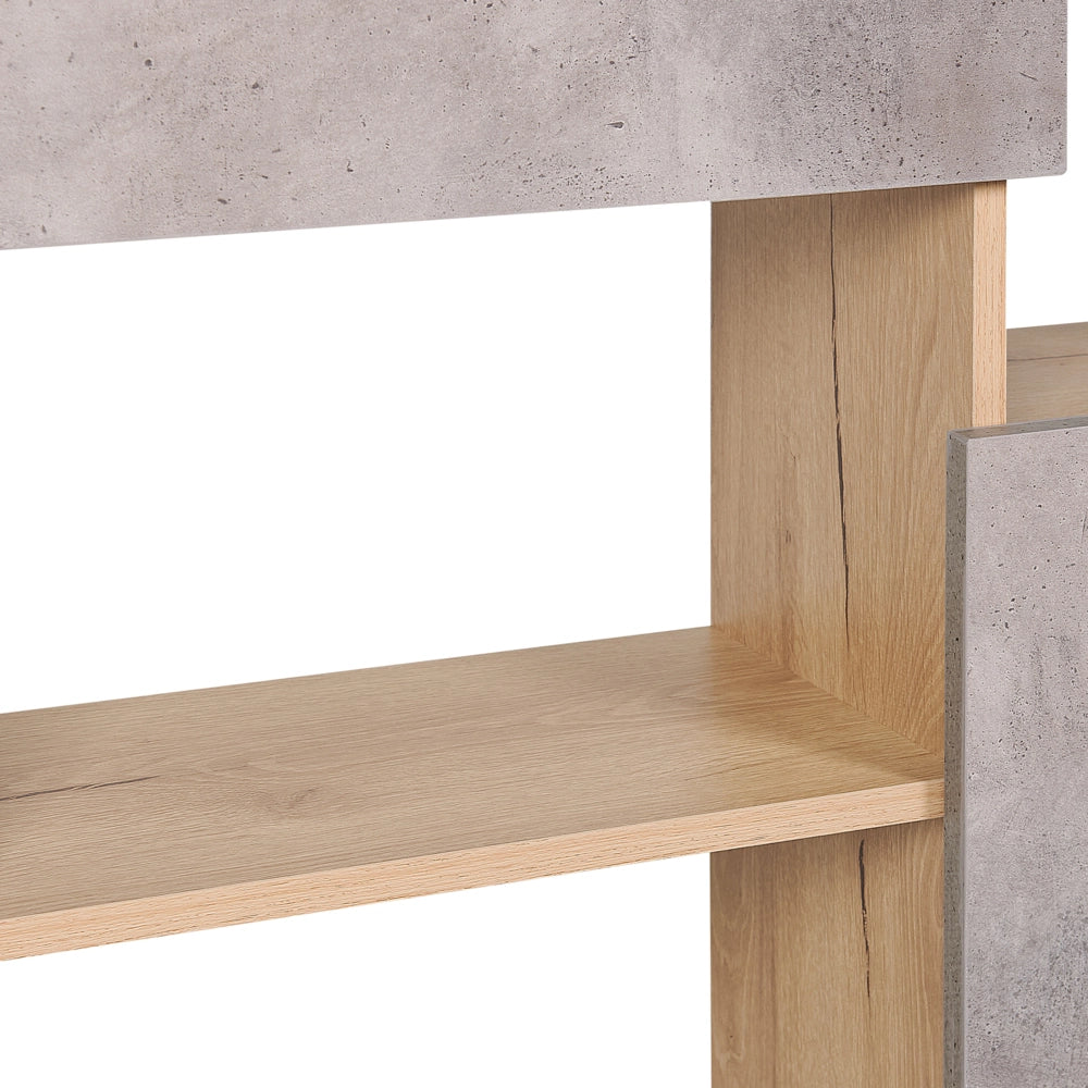 Libreria a 5 ripiani in legno chiaro con scaffalature in cemento comodino soggiorno camera da letto