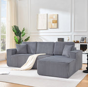 Divano modulare a L con chaise longue; 235x128x60 cm; in corduroy grigio