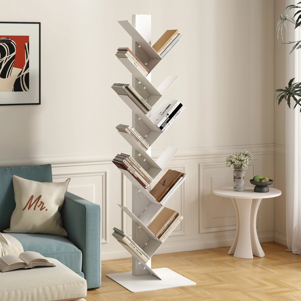 Libreria Eksjö a Forma di Albero Scaffale da Terra 150 x 39 x 39 cm - Bianco [en.casa]