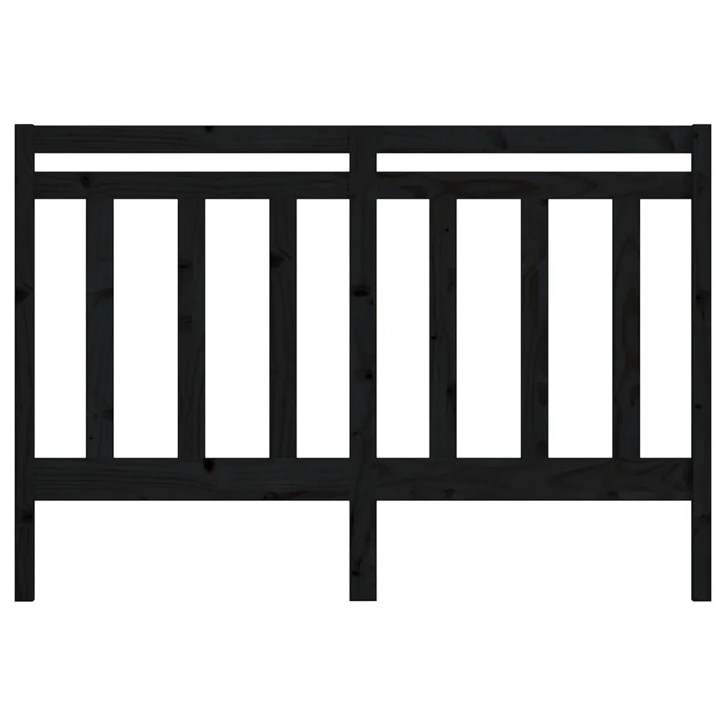 Testiera per Letto Nera 126x4x100 cm in Legno Massello di Pino 817784