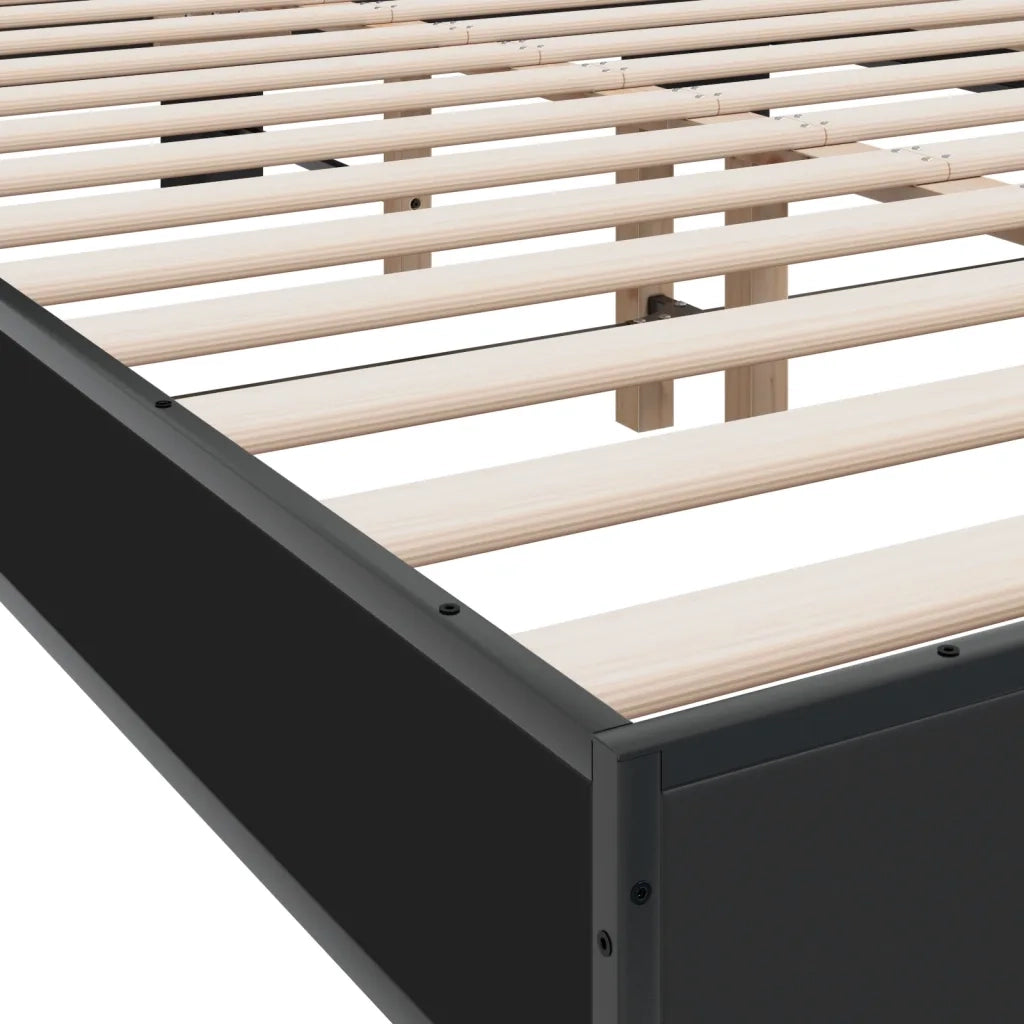 Giroletto Nero 120x200 cm in Legno Multistrato e Metallo 3280197