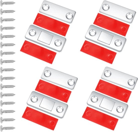 Magneetti Snappers 4 pezzi - Deurmagneti forti - Autoadesivi - Per porte, armadi e porte scorrevoli - Chiusura magnetica Argento