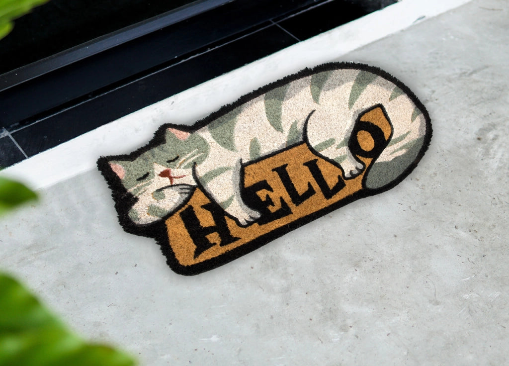 Zerbino Entrata Ingresso Esterno Antiscivolo Cocco Animal Cat Hello