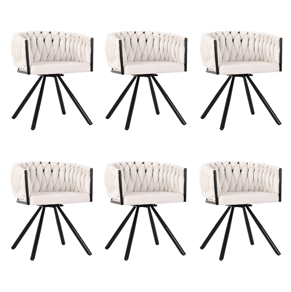 Set di 6 sedie da pranzo girevoli 360° in velluto beige