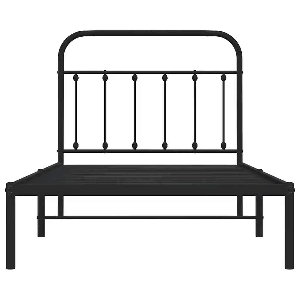 Giroletto con Testiera in Metallo Nero 100x190 cm