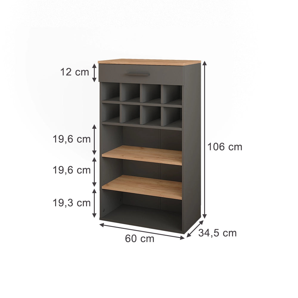 Vicco Portabottiglie Quercia dorata/antracite 60 x 106 cm