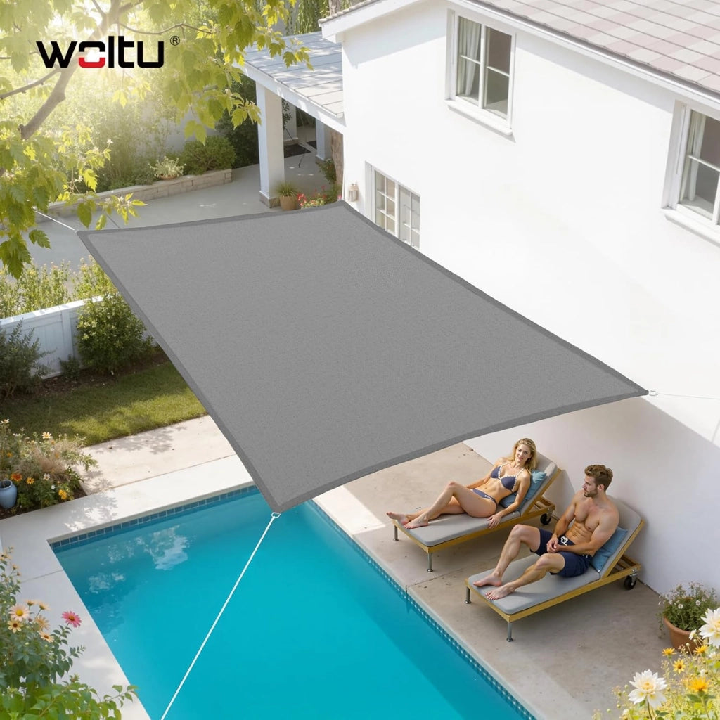 Vela ombreggiante 5x7m in HDPE 180 g/m² Traspirante Tenda a Vela Parasole Rettangolare Protezione Solare Respirante Anti UV Giardino Esterni Grigio