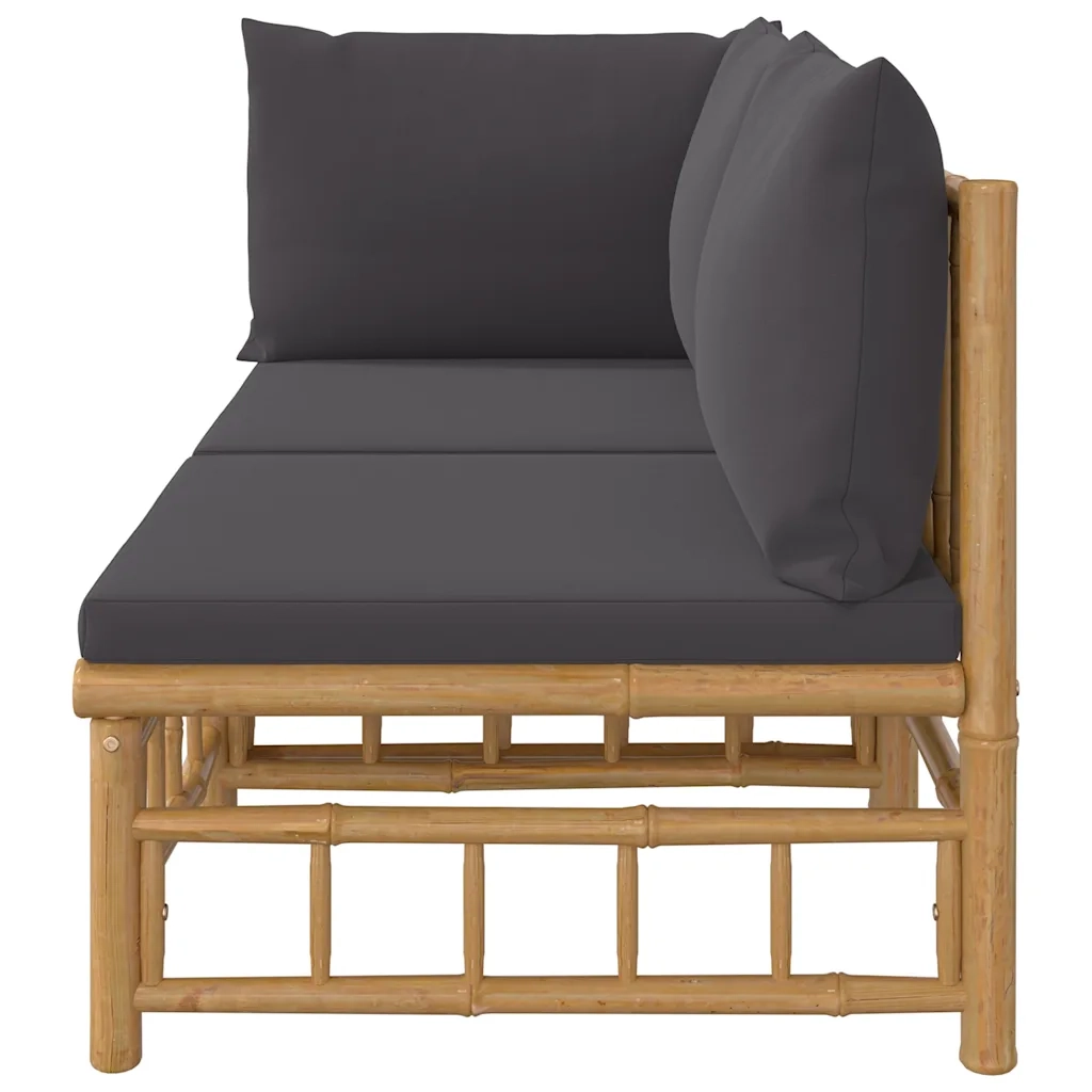 Set Salotto da Giardino 2pz con Cuscini Grigio Scuro Bambù 362306