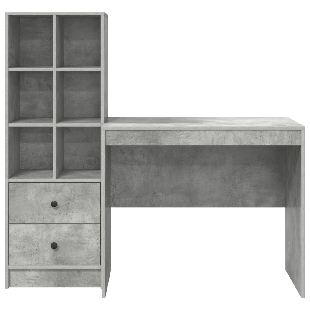 Scrivania con Storage Grigio Cemento Legno Ingegnerizzato