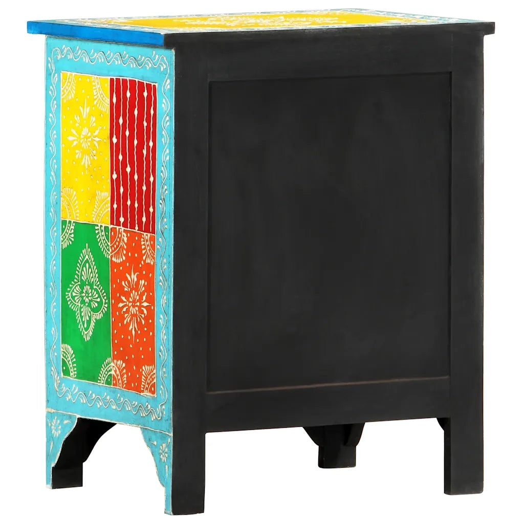 Comodino Dipinto a Mano 40x30x50 cm in Legno Massello di Mango 286157