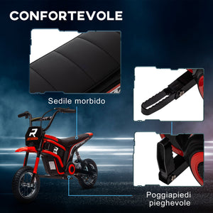 Moto Elettrica per Bambini con Acceleratore Manuale 2 Velocità 8-16km/h Rosso