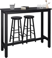 Tavolo Alto con 2 Sgabelli, Set Pranzo per Cucina, Sala da Pranzo, Isola da Cucina, Sgabelli Rotondi, Struttura in Metallo, Design Industriale, Nero