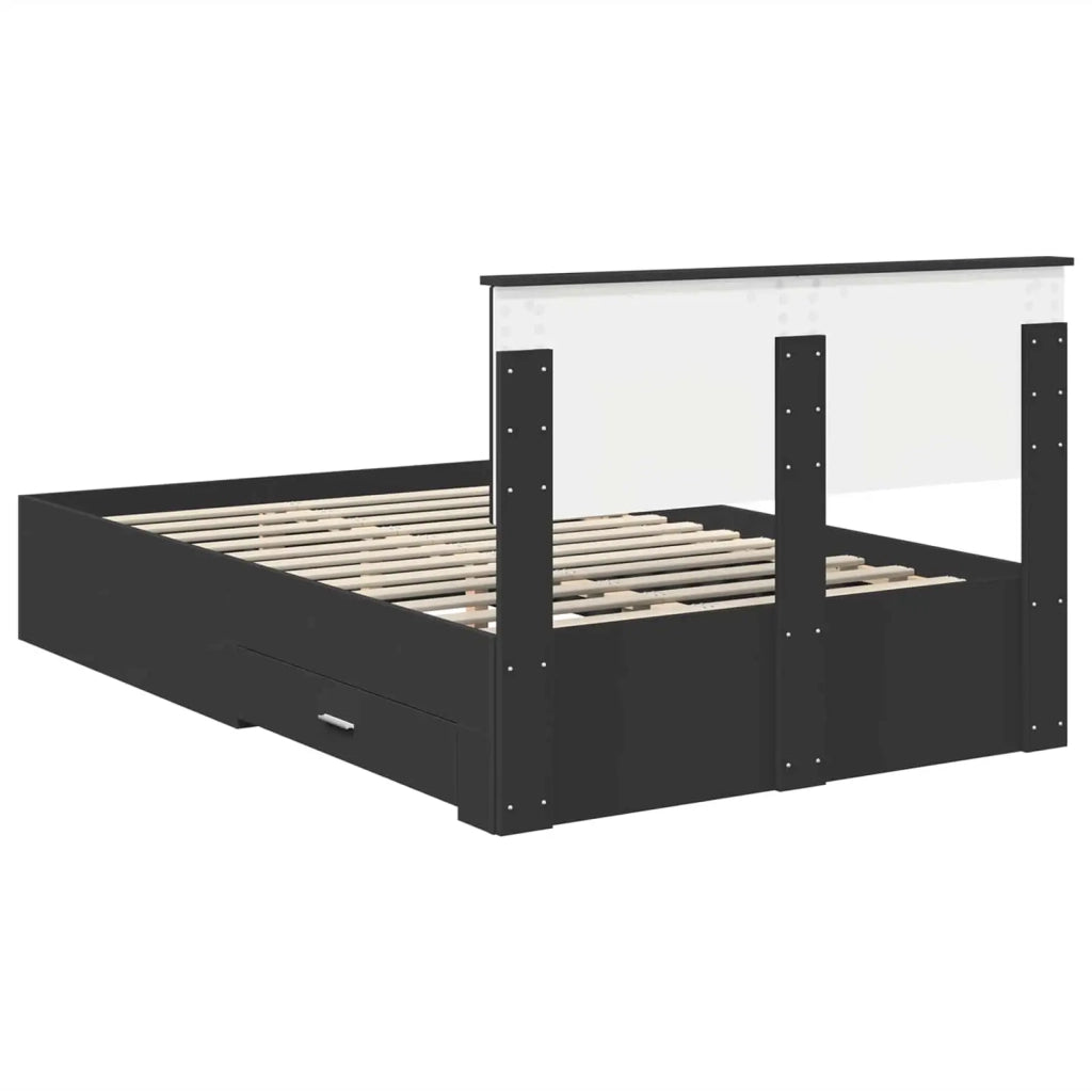 Struttura del letto-Giroletto Nero 135 x 190 cm Legno multistrato 173491