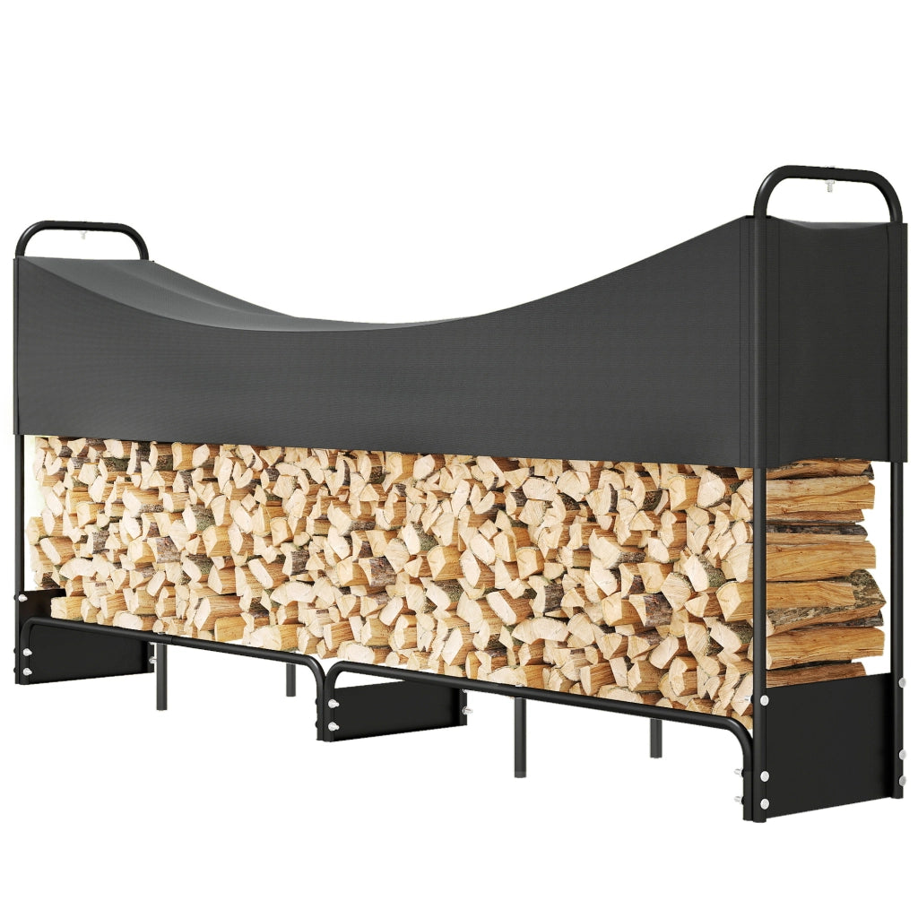 Portabusta legna da giardino esterno ¨C Xylo ¨C copertura impermeabile Oxford 600D 260x38x118 cm nero