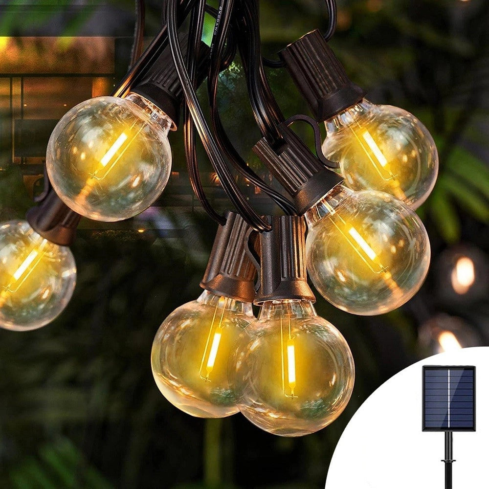 Trade Shop - Catena Luminosa Solare Crepuscolare 30 Lampadine Filo Led 3w Luce 2200k 10 Metri -