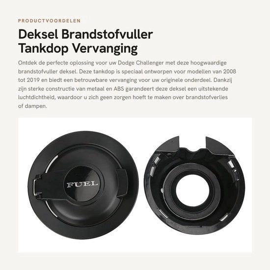 Tankdop di ricambio per Dodge Challenger 2008-2019 - Realizzato in ABS/Meta - Migliorata tenuta dell'aria - Facile da installare - Robusto e duraturo - Tank cap in carburante