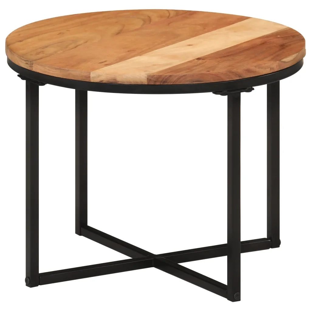 Tavolino Salotto-Tavolino da soggiorno-Tavolo 45x45x35cm in Legno Massello di Acacia e Ferro