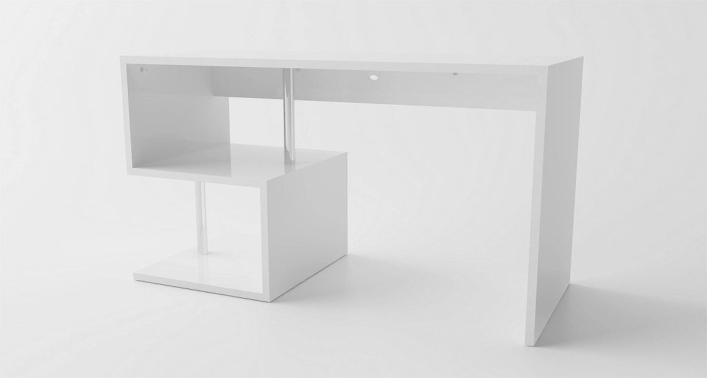 Scrivania con 2 Ripiani 140x60x77,5 cm Esse Bianco Lucido