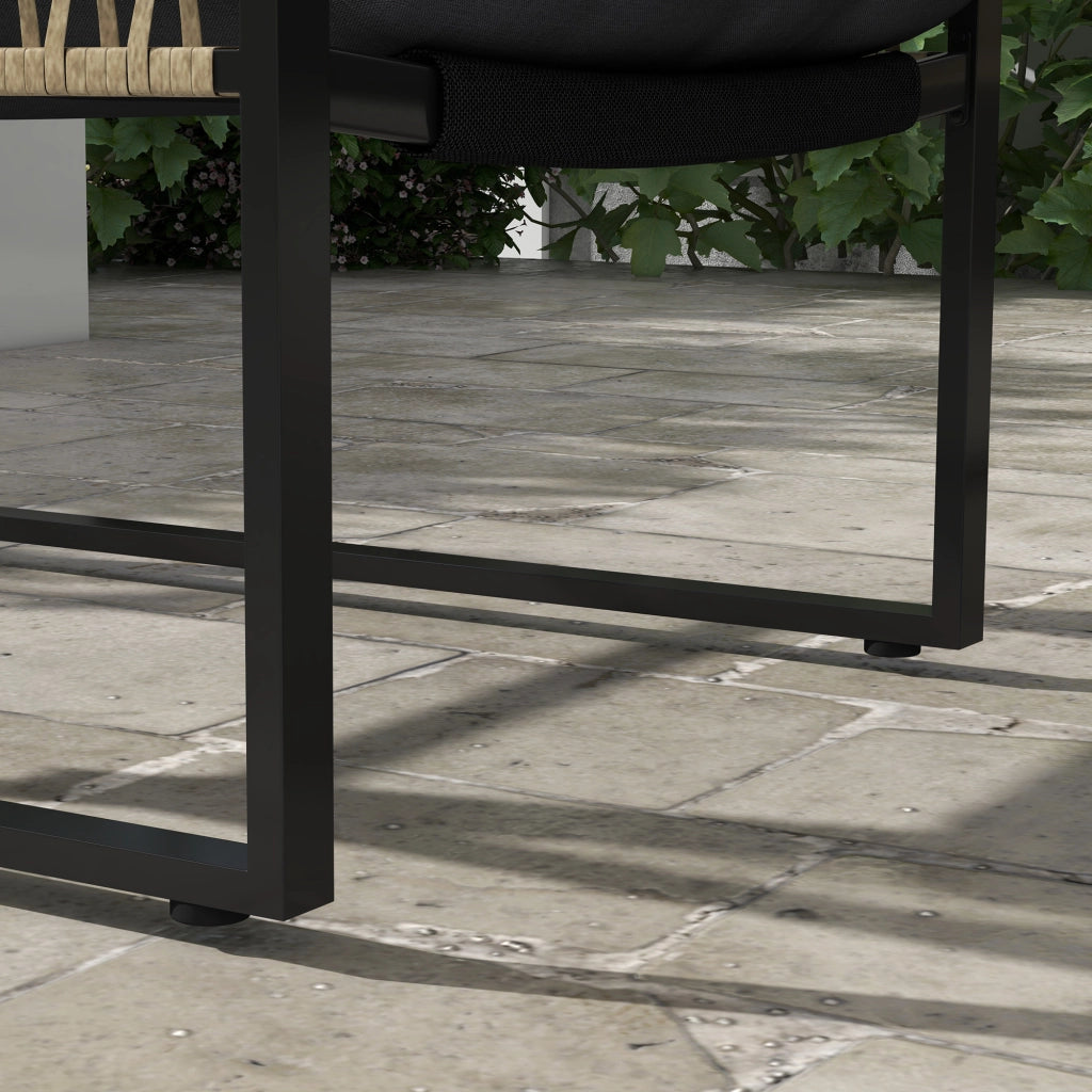 Set da Giardino 4 Pezzi in Rattan con Divanetto, 2 Sedie e Tavolino da Caff¨¨, Grigio e Marrone