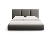 Cosmopolitan Design - Letto a cassettone con testiera "Nicolas" 180x200cm in velluto grigio chiaro 