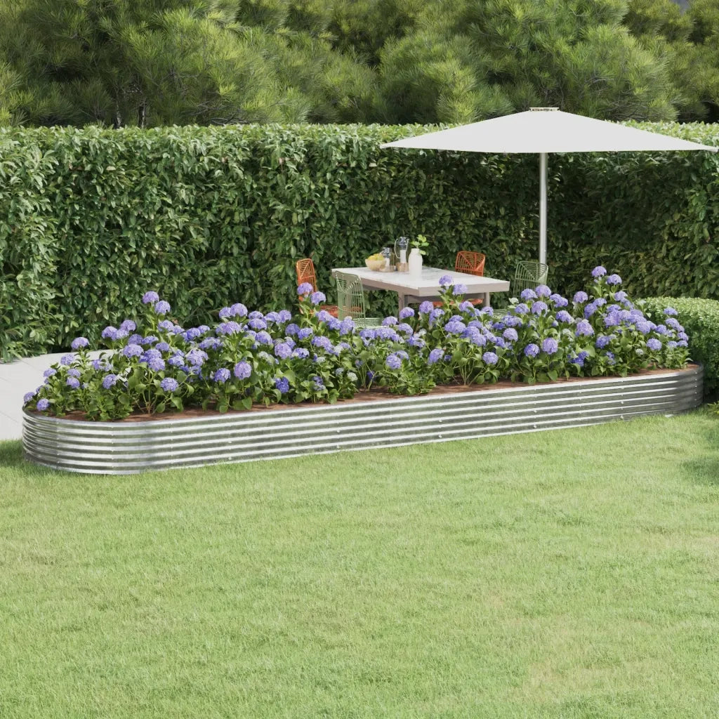 Fioriere | Cassetta per fiori | Letto Giardino Acciaio Zincato 523x140x36 cm Argento
