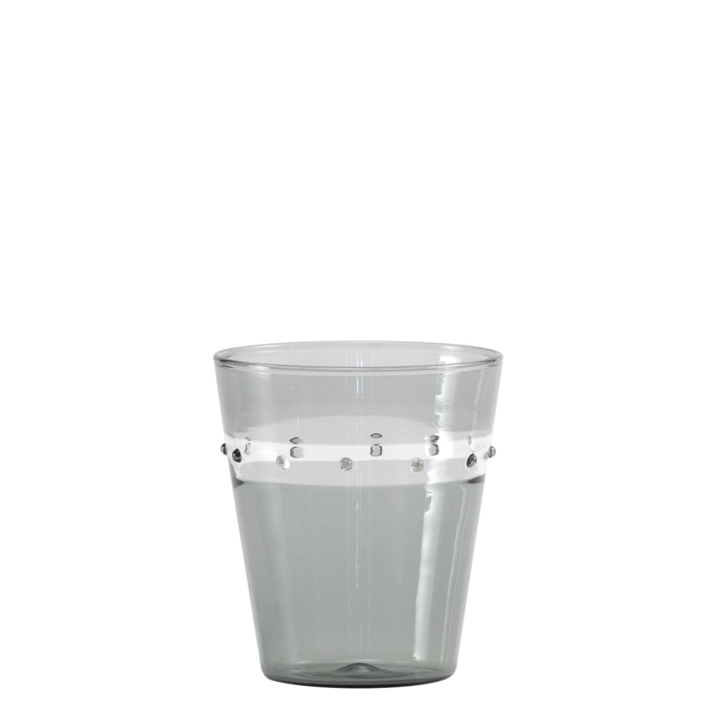 Zafferano Bicchiere A Pallini Tumbler in vetro borosilicato soffiato a mano set da 4 pezzi colore Grigio per un'estetica tavola di alta qualità