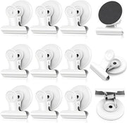 Pacco di 12 clip magnetiche forti, clip magnetiche per frigorifero, magneti inresinabili con chiusura, magneti piccoli per avvisi, clip magnetiche per foto, ufficio, scuola, bianco