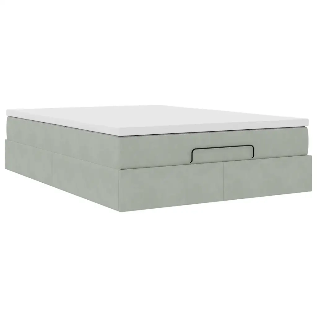 Struttura Letto Pouf con Materasso 140x190 cm Velluto
