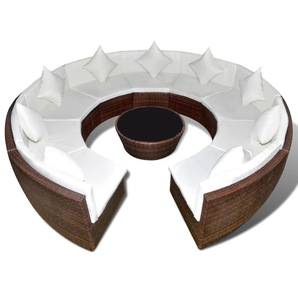 Set Divani da Giardino 10 pz con Cuscini in Polyrattan Marrone 43075