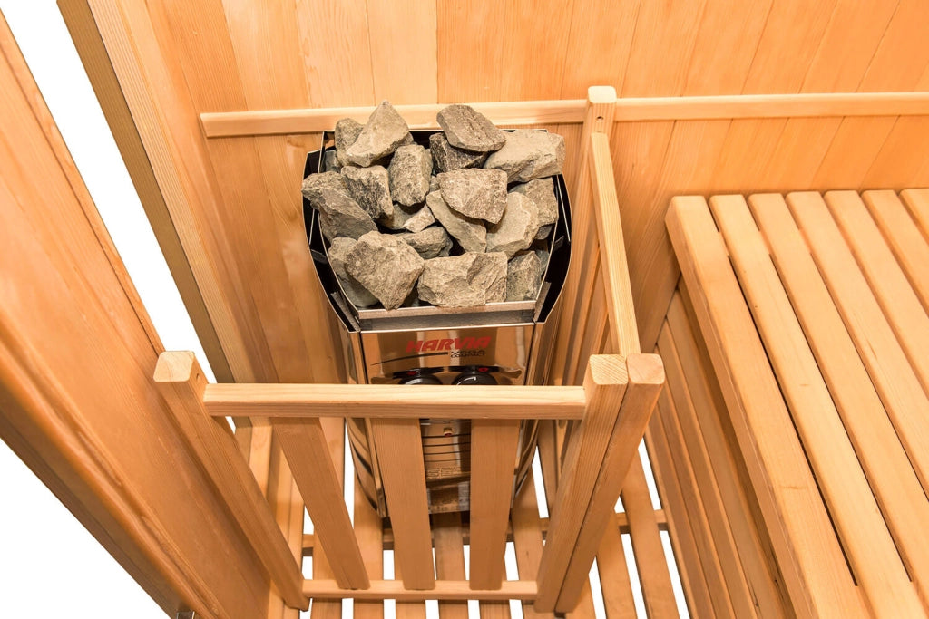 Sauna Finlandese ad Infrarossi 2 Posti 120x110 cm H190 in Legno di Abete Zen 2