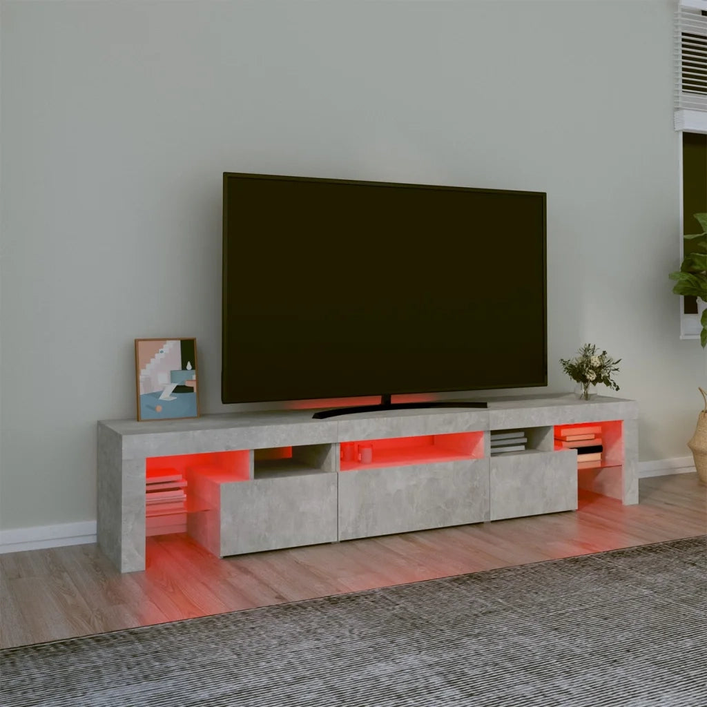 Mobile Porta TV con Luci LED-Mobile per TV-Credenza TV Grigio Cemento 200x36,5x40 cm