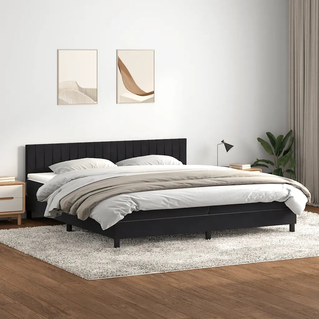 Letto a Molle con Materasso e LED Nero 200x220 cm in Velluto 3317141