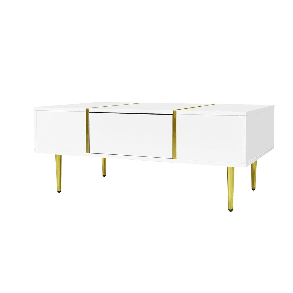 Tavolino da Caff¨¨ con 2 Cassetti ¨C MINIMAL ¨C Bianco Lucido, Moderno