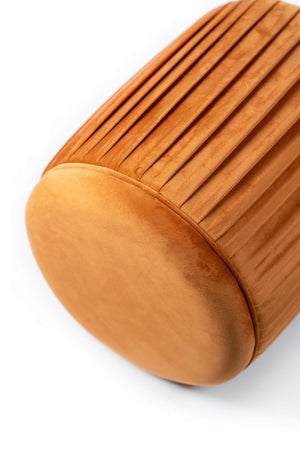 Pouf Imbottito Ø35x40 cm in Velluto Arancione