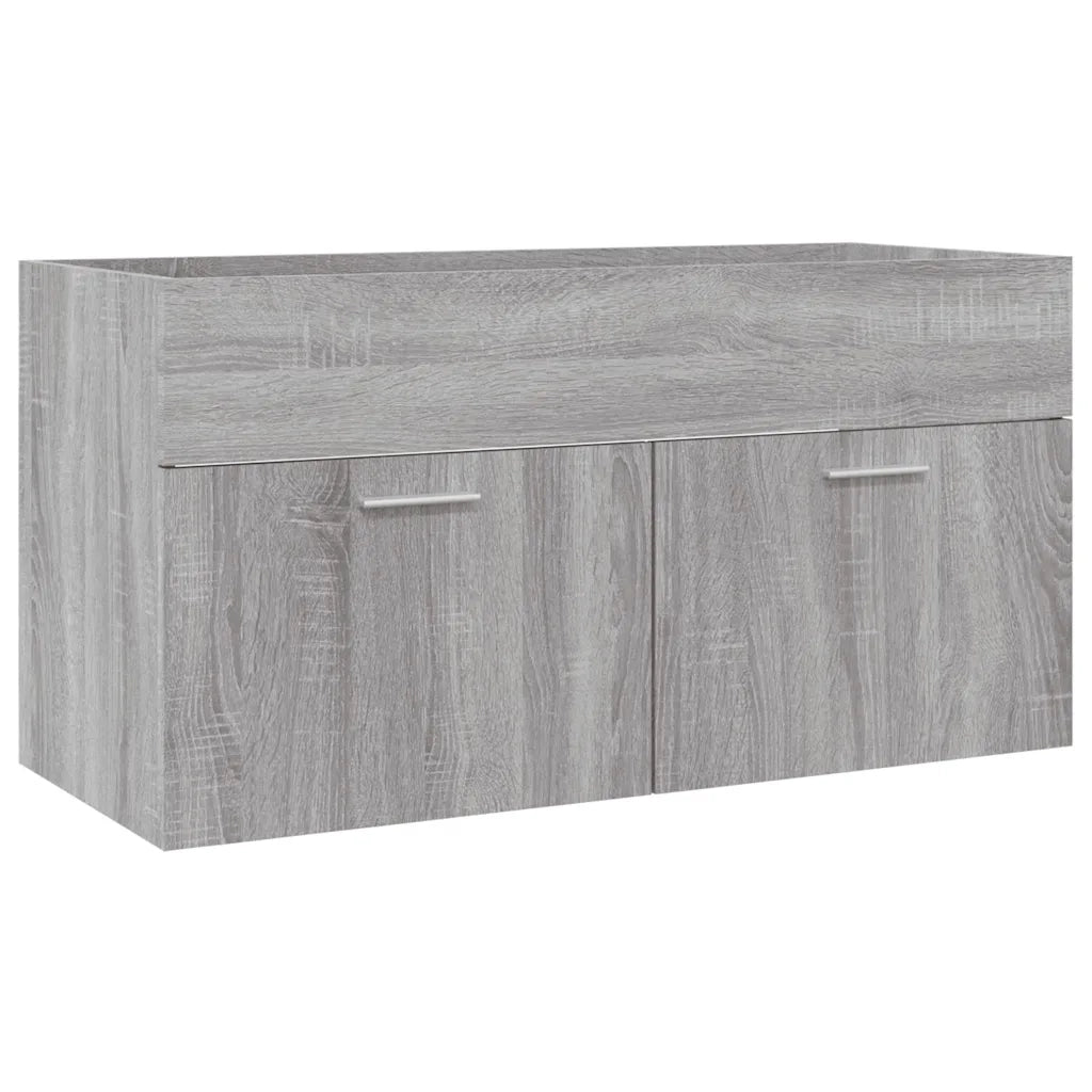 Set Mobili da Bagno | Armadio da bagno 2 pz Grigio Sonoma in Legno Multistrato