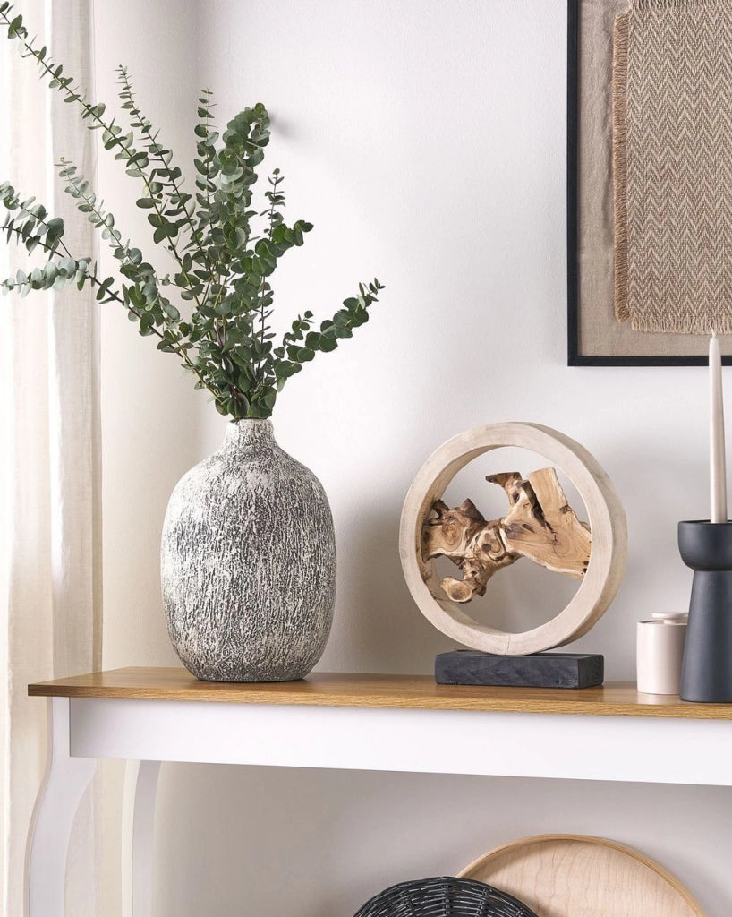 Vaso da fiori in terracotta grigio e bianco 36 cm vintage retrò soggiorno camera da letto