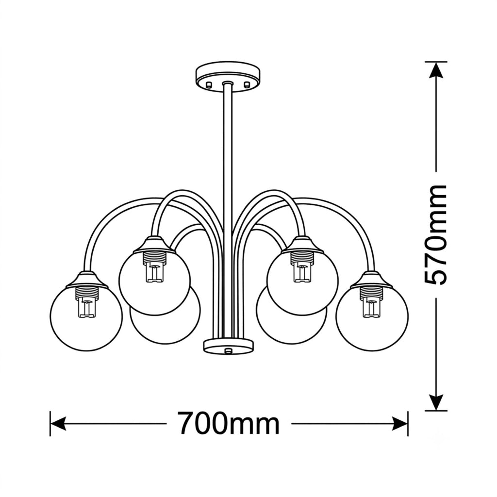 Lampadario Moderno 6 Luci Sfera G9 Lampada Sospensione Bronzo Pendente Luce Tavolo Cucina Soggiorno Camera Letto