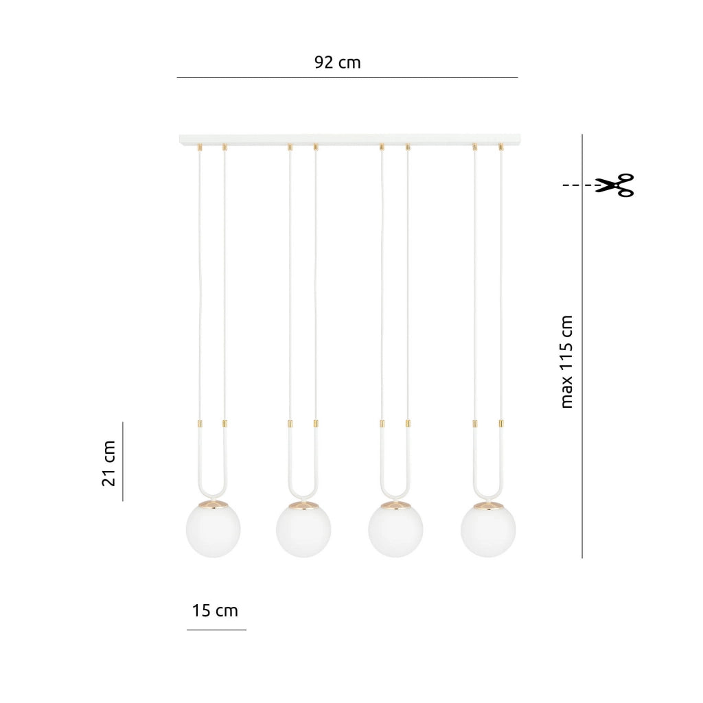 Lampadario Emibig Glam 4 bianco/oro 4xE14 dimmer vetro