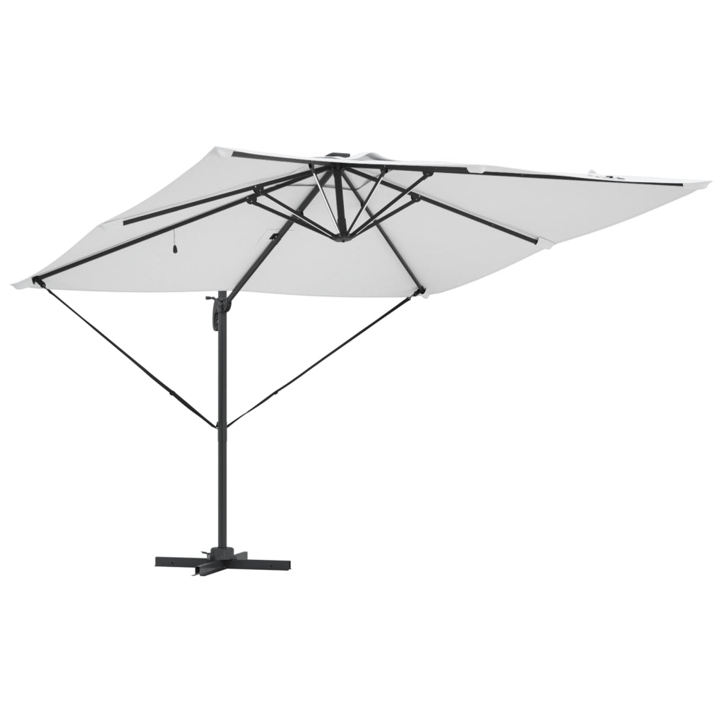 Ombrello a Sbalzo Roma con LED Sabbia 286x285x270 cm Alluminio