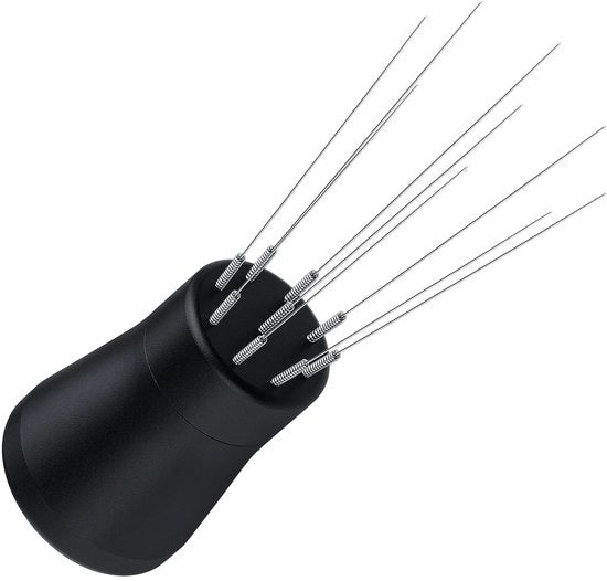 Distributore espresso a 9 denti, rullo a ago per espresso con fili elastici di 0,3 mm, manico in alluminio anodizzato