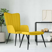 Divano Sedia-Poltrona Relax con Sgabello Giallo Senape in Velluto