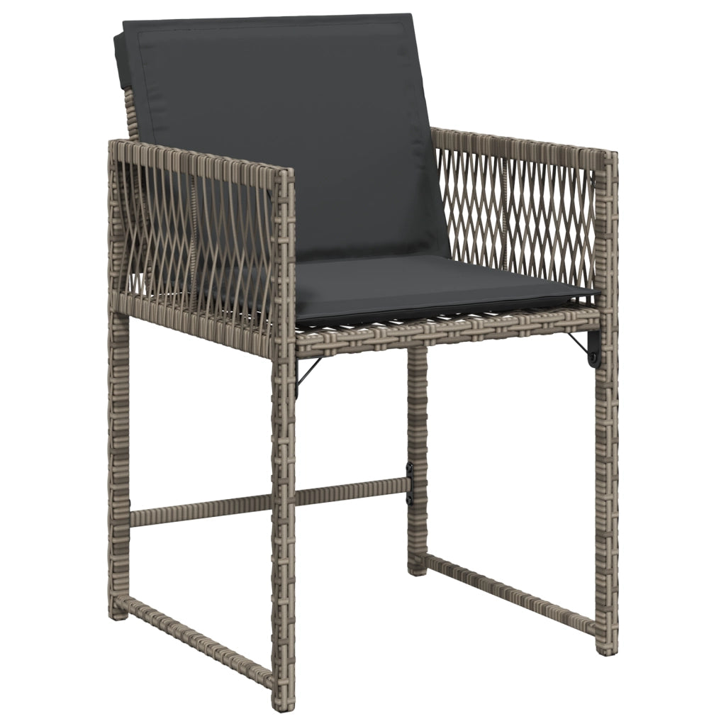 Set da Pranzo da Giardino 9 Pezzi con Cuscini Grigi in Rattan