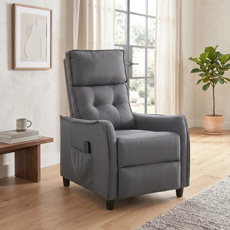 POLTRONA Relax con massaggio vibrante 69 cm Grigio Legno