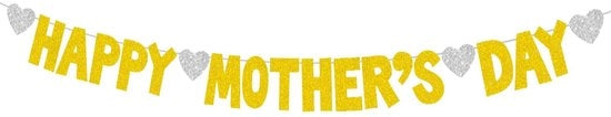 Linea di Bandiera per Decorazioni di Festa d'Oro - Decorazioni di Madre - Banner da Appendere - Festa per la Famiglia - Decorazioni di Festa